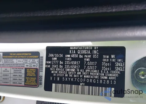 2024 Kia Sportage X-Pro Prestige z USA, uszkodzony, nr VIN 5XYK7CDF0RG182813